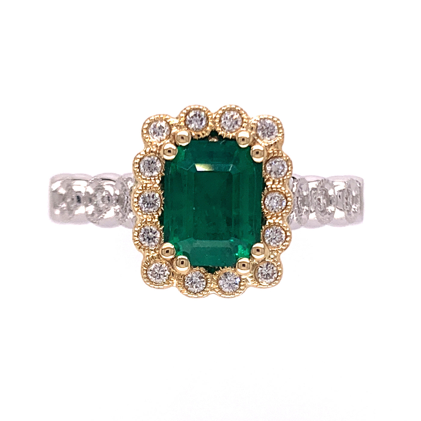 Yellow and White Gold Emerald Ring