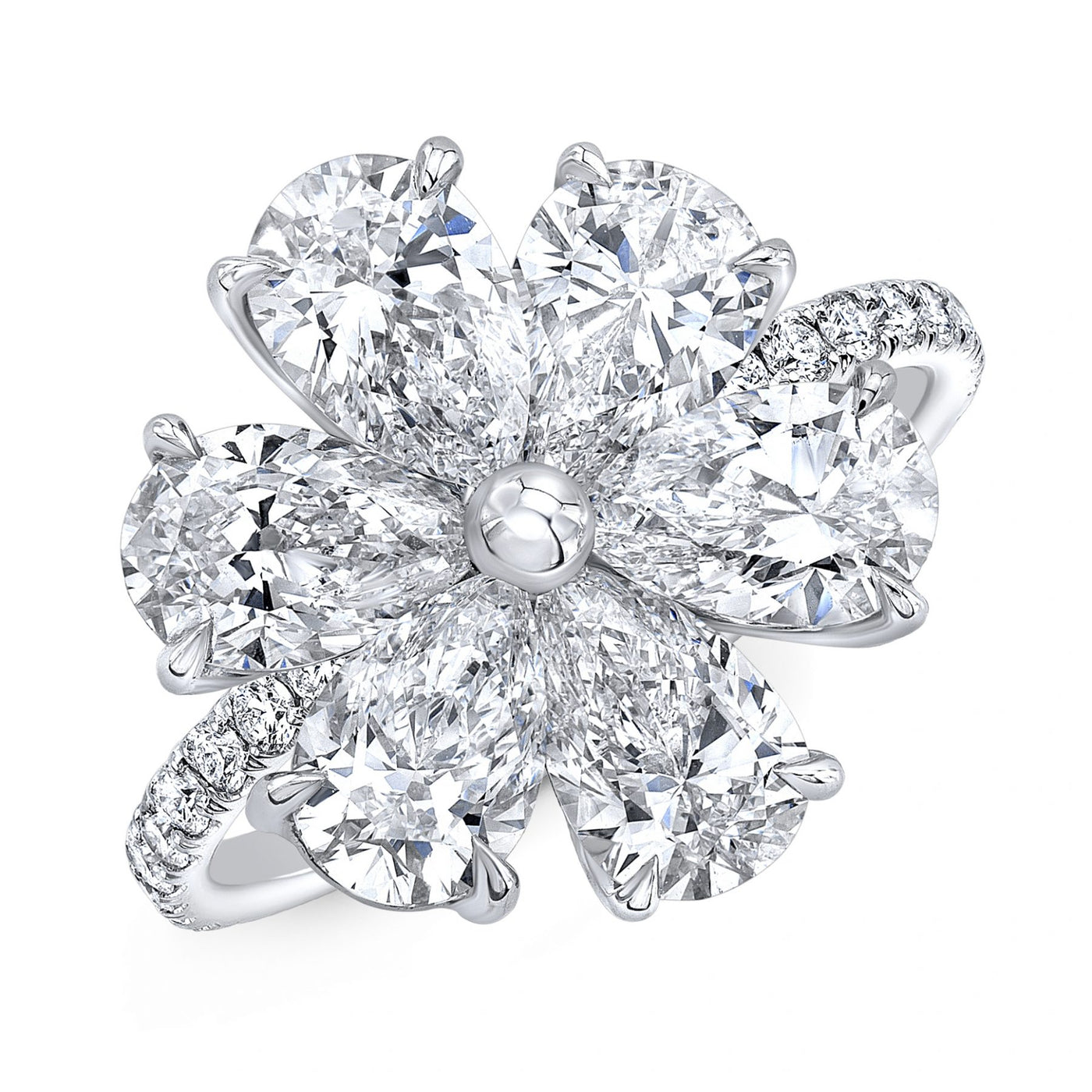 White Gold Diamond Flower Ring