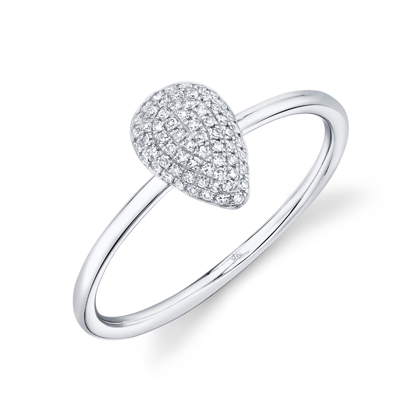 14KWG 0.13CTW DIA PAVE PEAR STAT RING