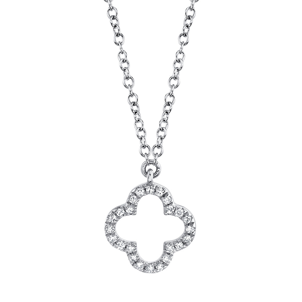 14KWG 0.08CTW DIA CLOVER NECKLACE