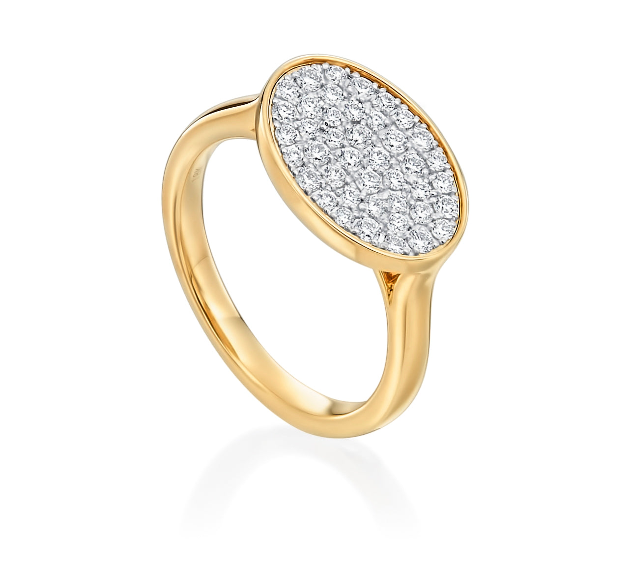 Yellow Gold Oval Pave Ring