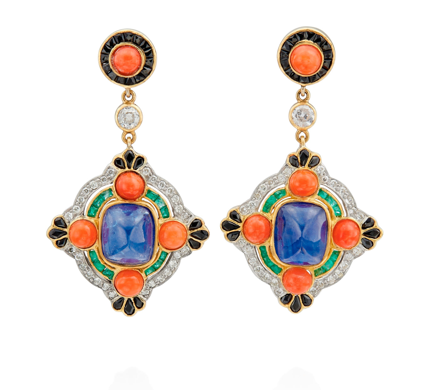 Sapphire Emerald Dia Coral Onyx Earrings That Match Pend