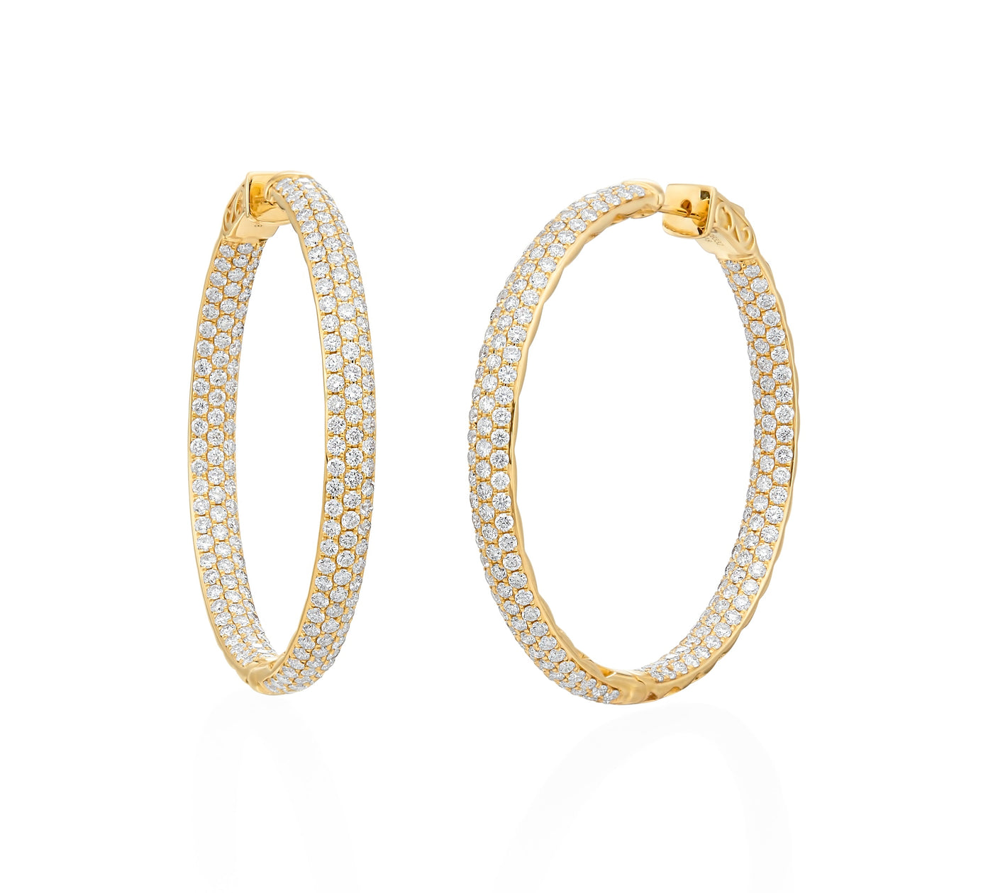 Large Yg Dia Pave Inside-Out Hoop Earrings