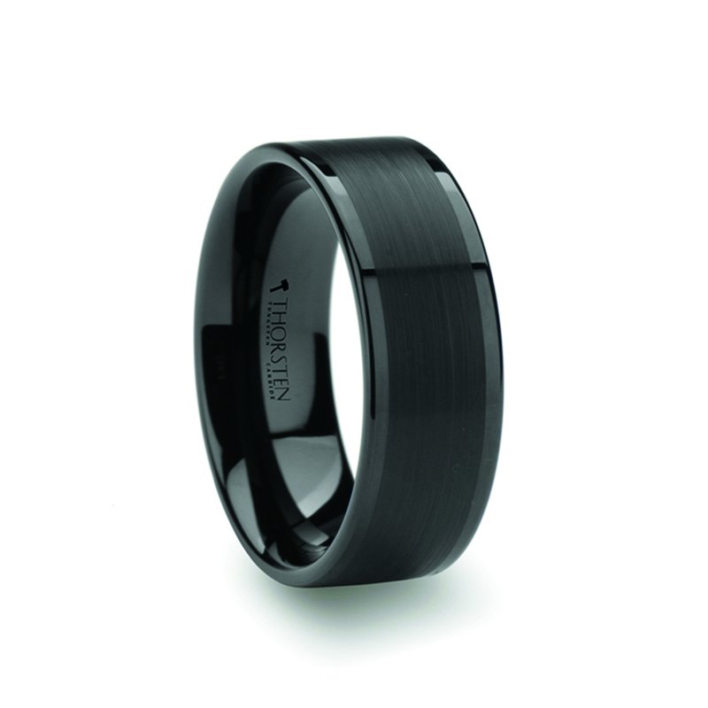 Black Tungsten Mens Wedding Band