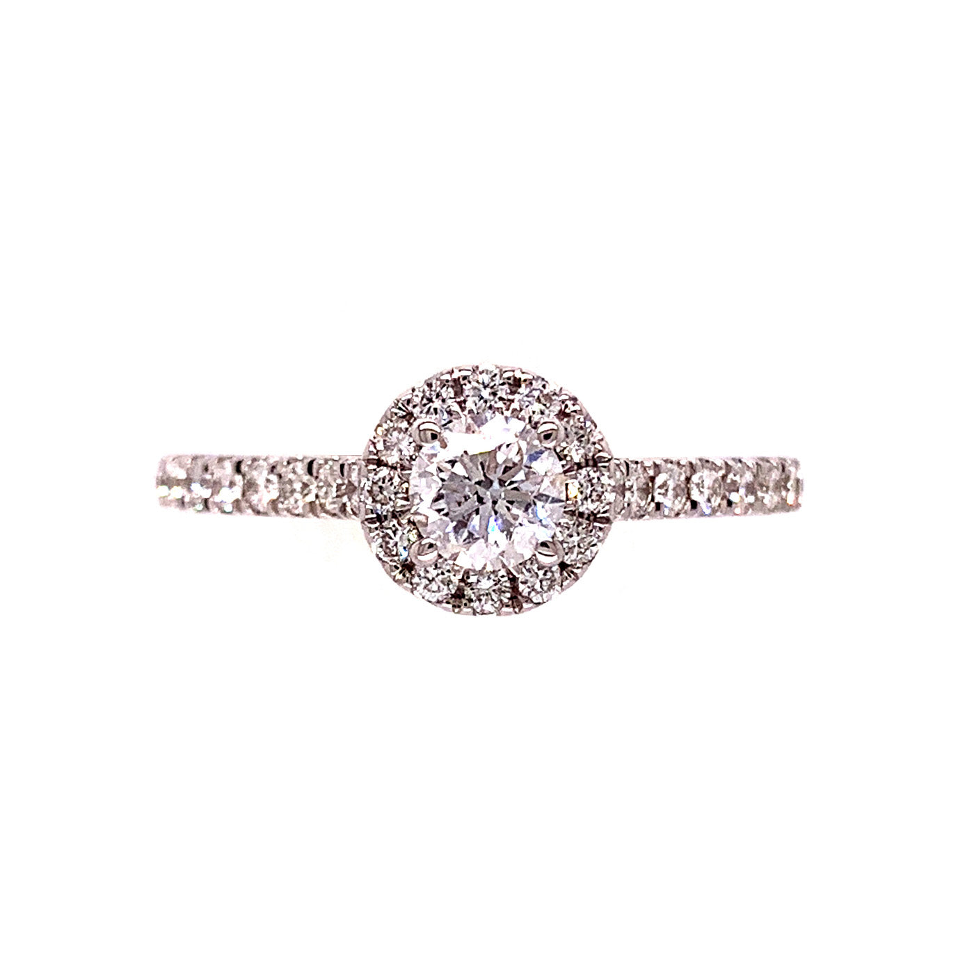 White Gold Diamond Round Halo Engagement Ring