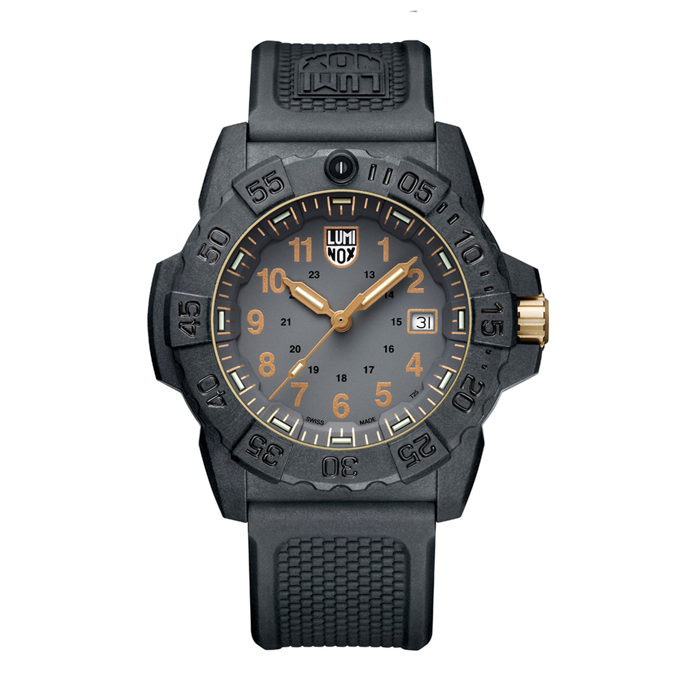 Mens Black Gray and Gold Watch