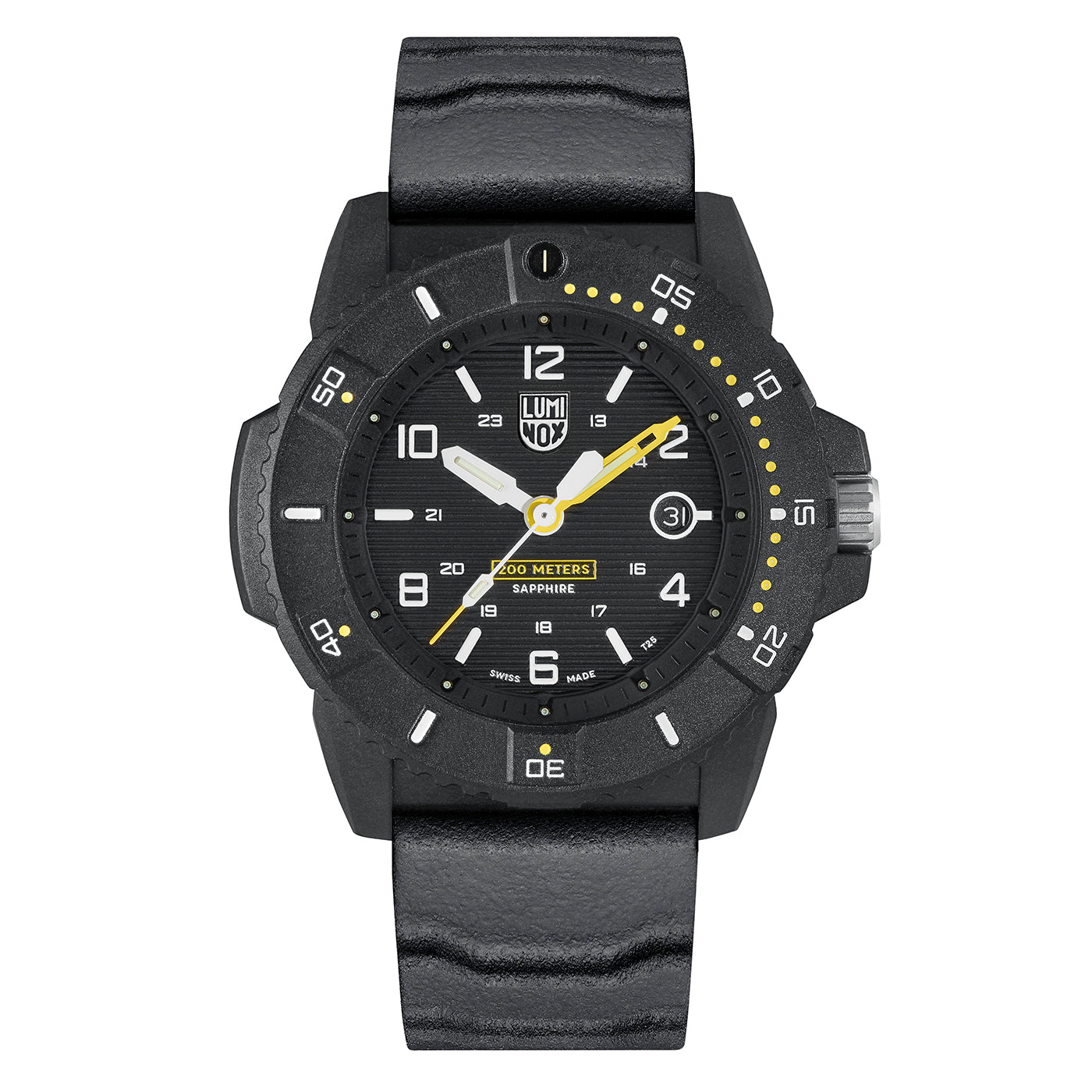 Mens Black White and Yellow Watch