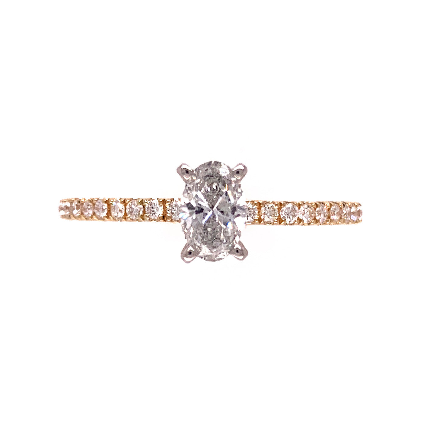 White Yellow Gold Diamond Oval Solitaire Engagement Ring