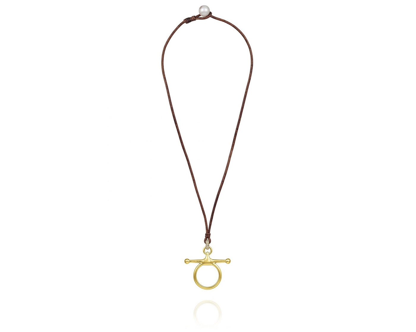 Yellow Gold Diamond Leather Equestrian Necklace