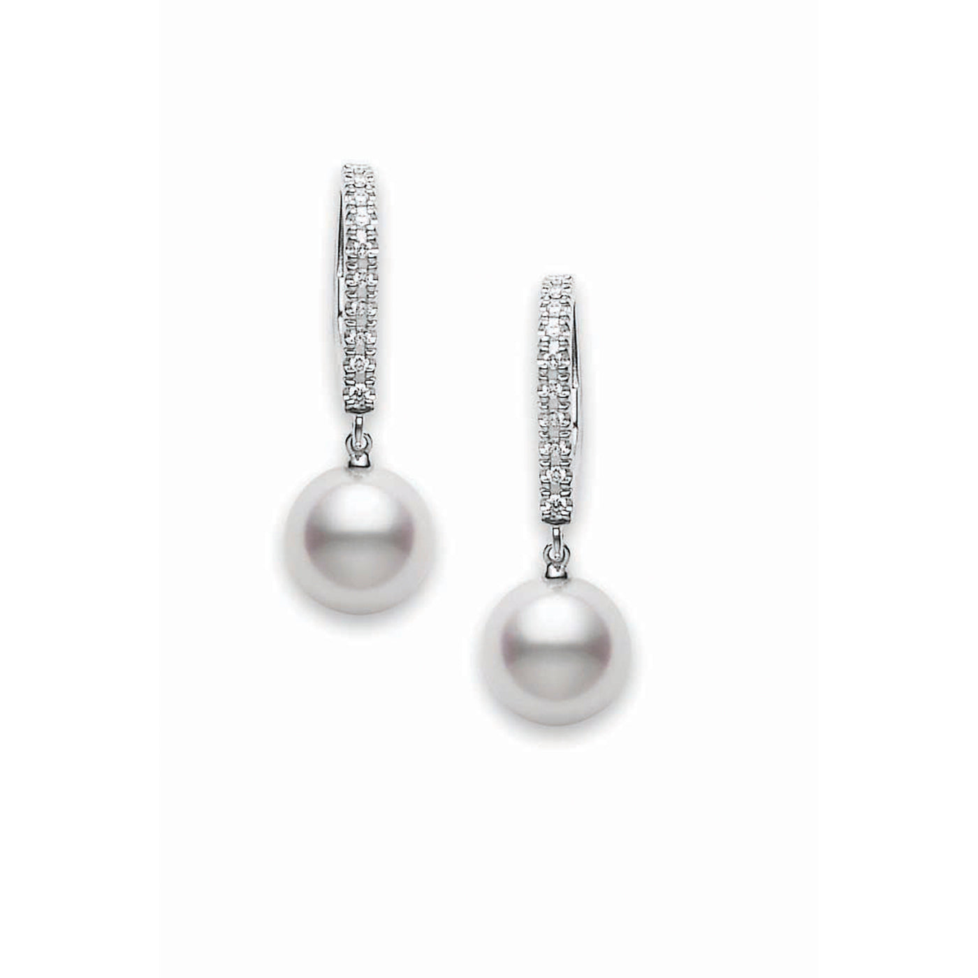 White Gold Diamond Pearl Earrings