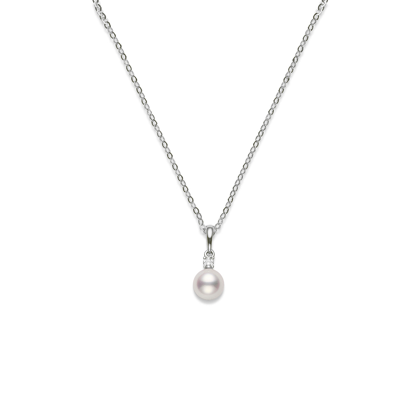 White Gold Diamond Pearl Pendant